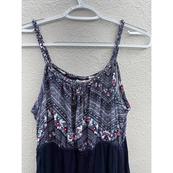 Womens Pink Rose Maternity Dress Size Small Sleeveless Blue Maxi - Picture 2 of 11